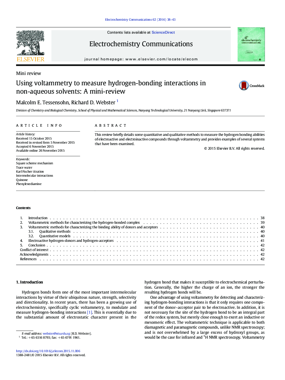 Using voltammetry to measure hydrogen-bonding interactions in non-aqueous solvents: A mini-review