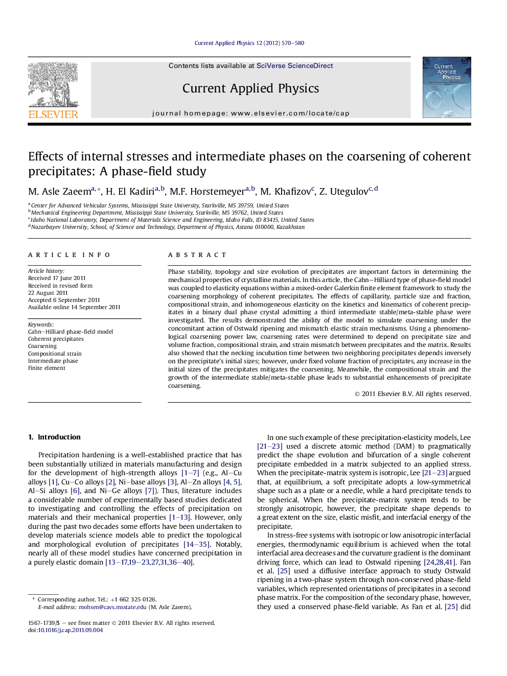 Effects of internal stresses and intermediate phases on the coarsening of coherent precipitates: A phase-field study