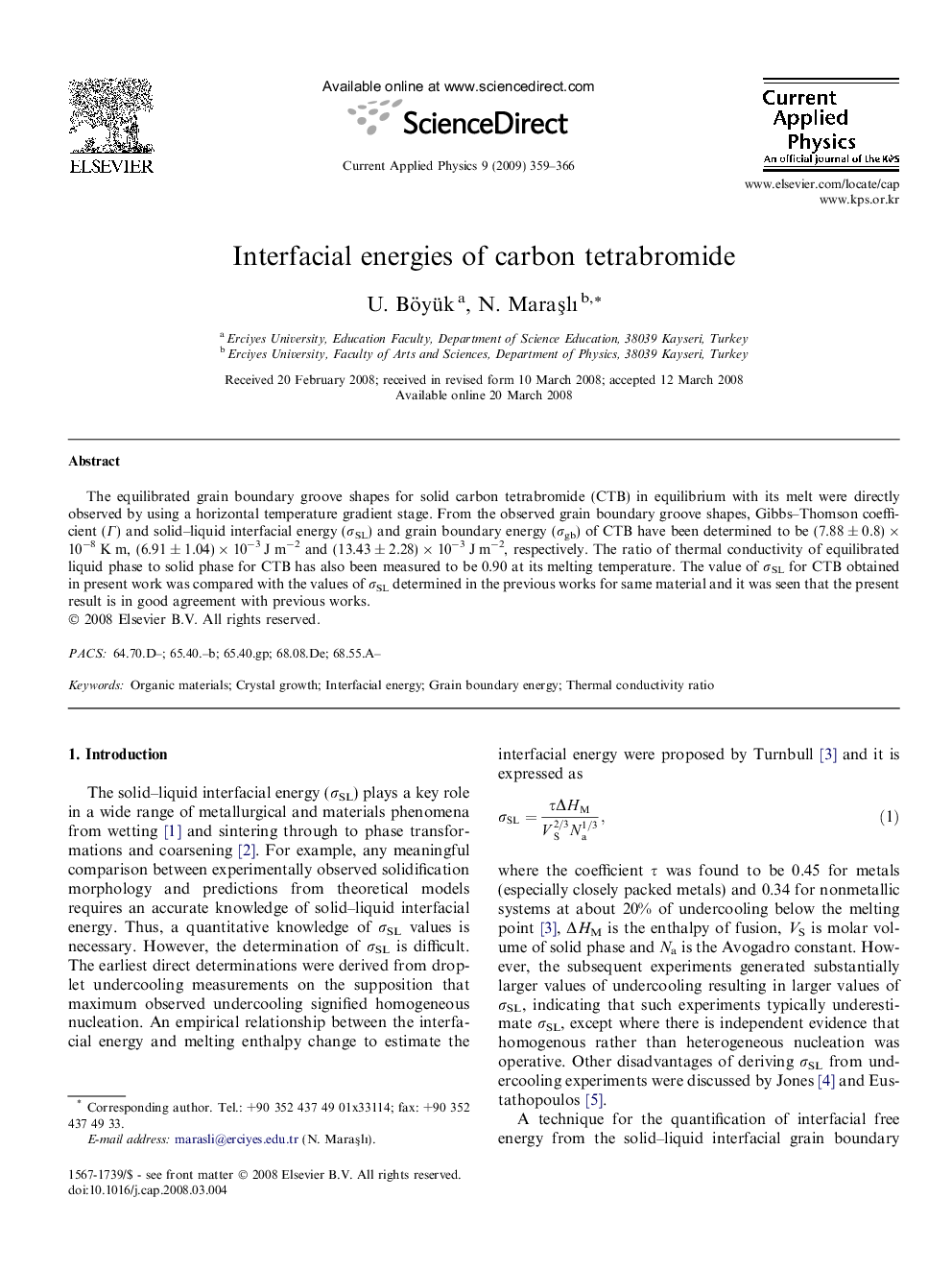 Interfacial energies of carbon tetrabromide