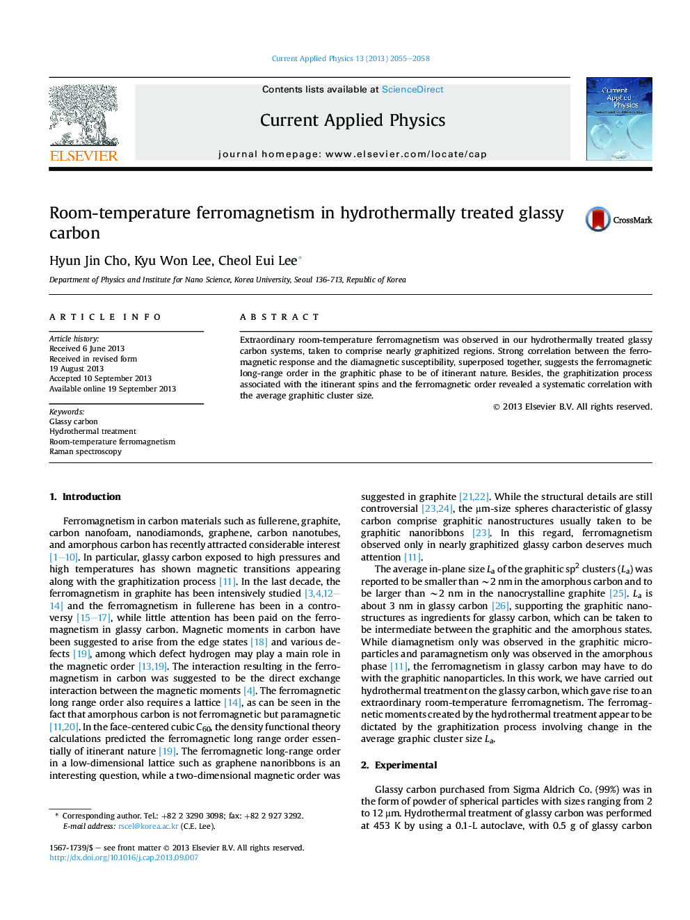 Room-temperature ferromagnetism in hydrothermally treated glassy carbon