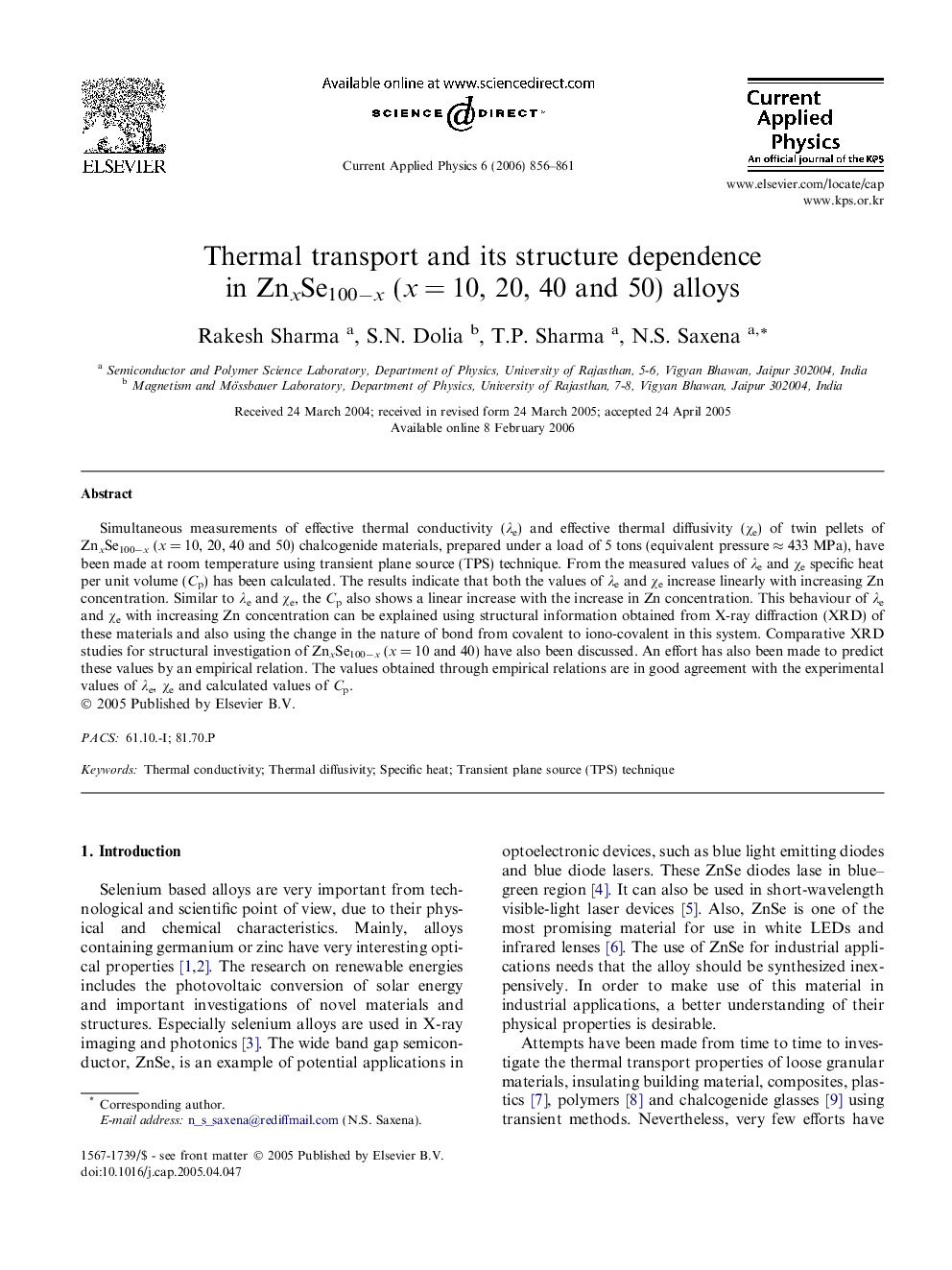 Thermal transport and its structure dependence in ZnxSe100âx (xÂ =Â 10, 20, 40 and 50) alloys