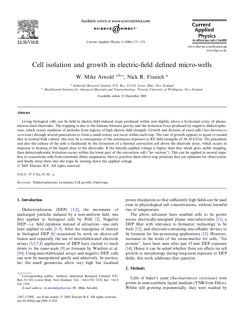 Cell isolation and growth in electric-field defined micro-wells