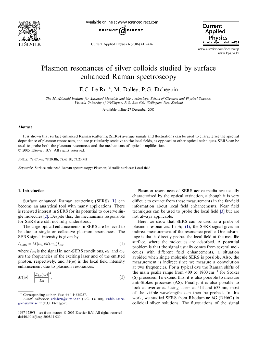 Plasmon resonances of silver colloids studied by surface enhanced Raman spectroscopy