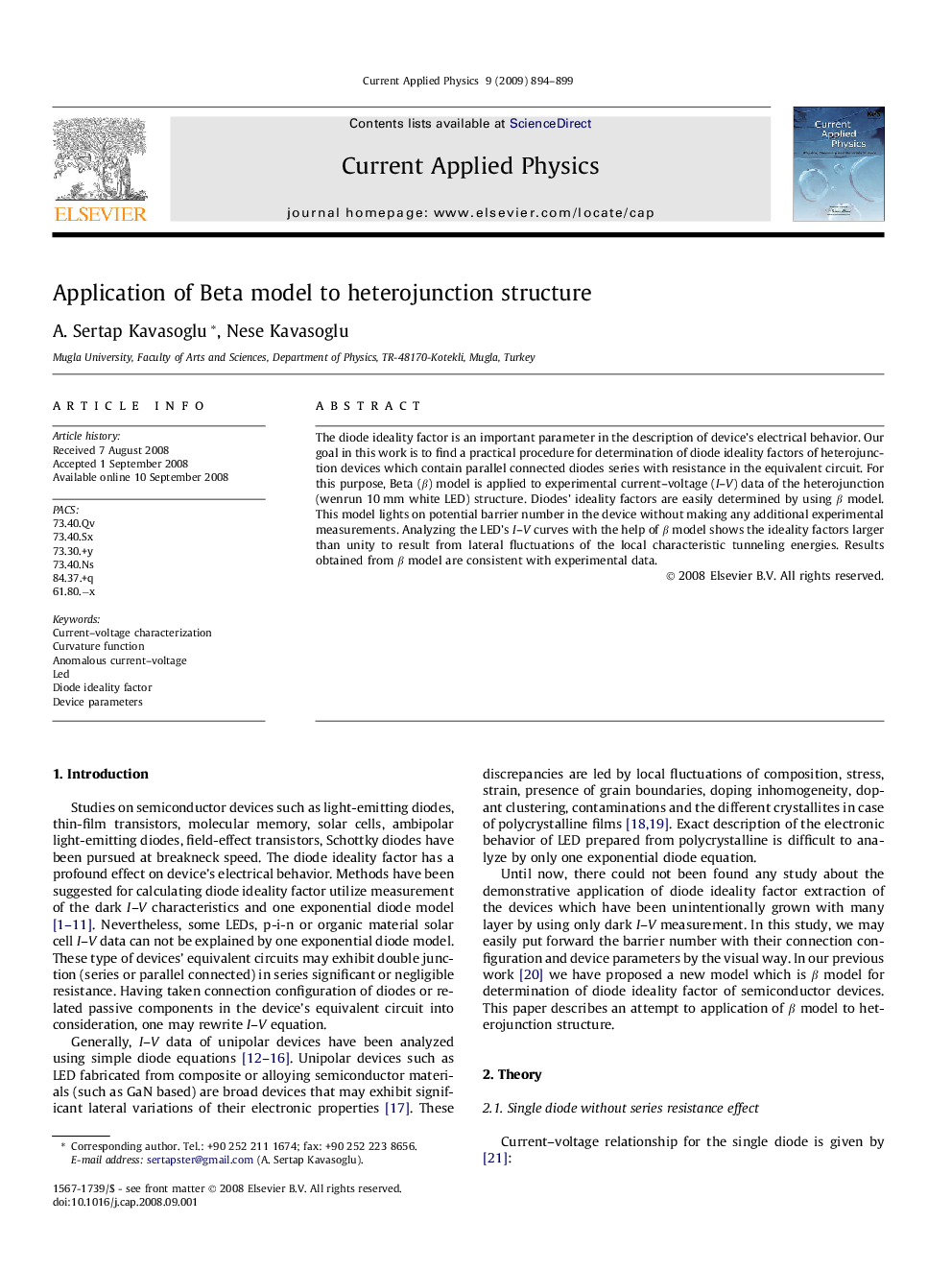 Application of Beta model to heterojunction structure