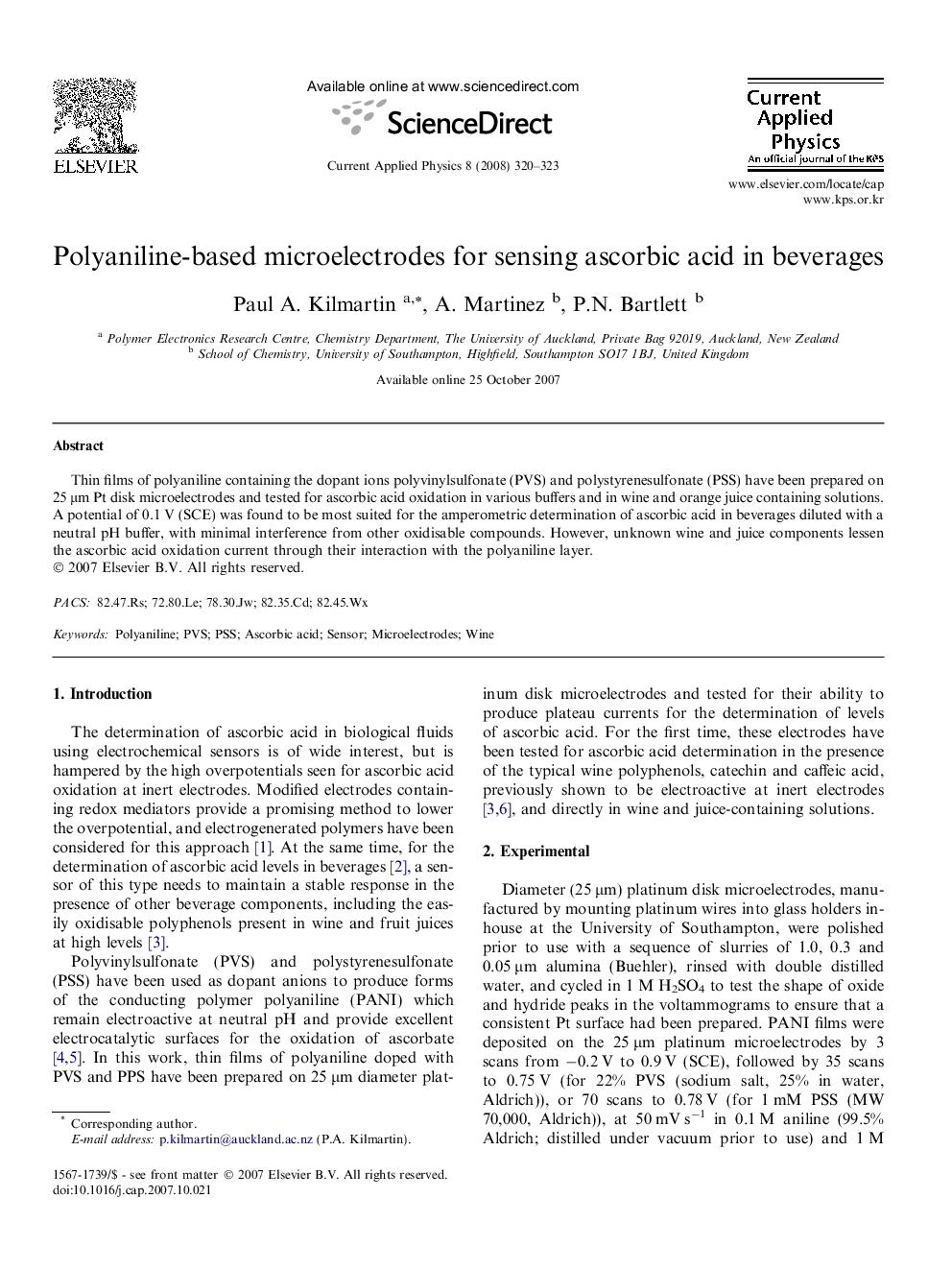 Polyaniline-based microelectrodes for sensing ascorbic acid in beverages