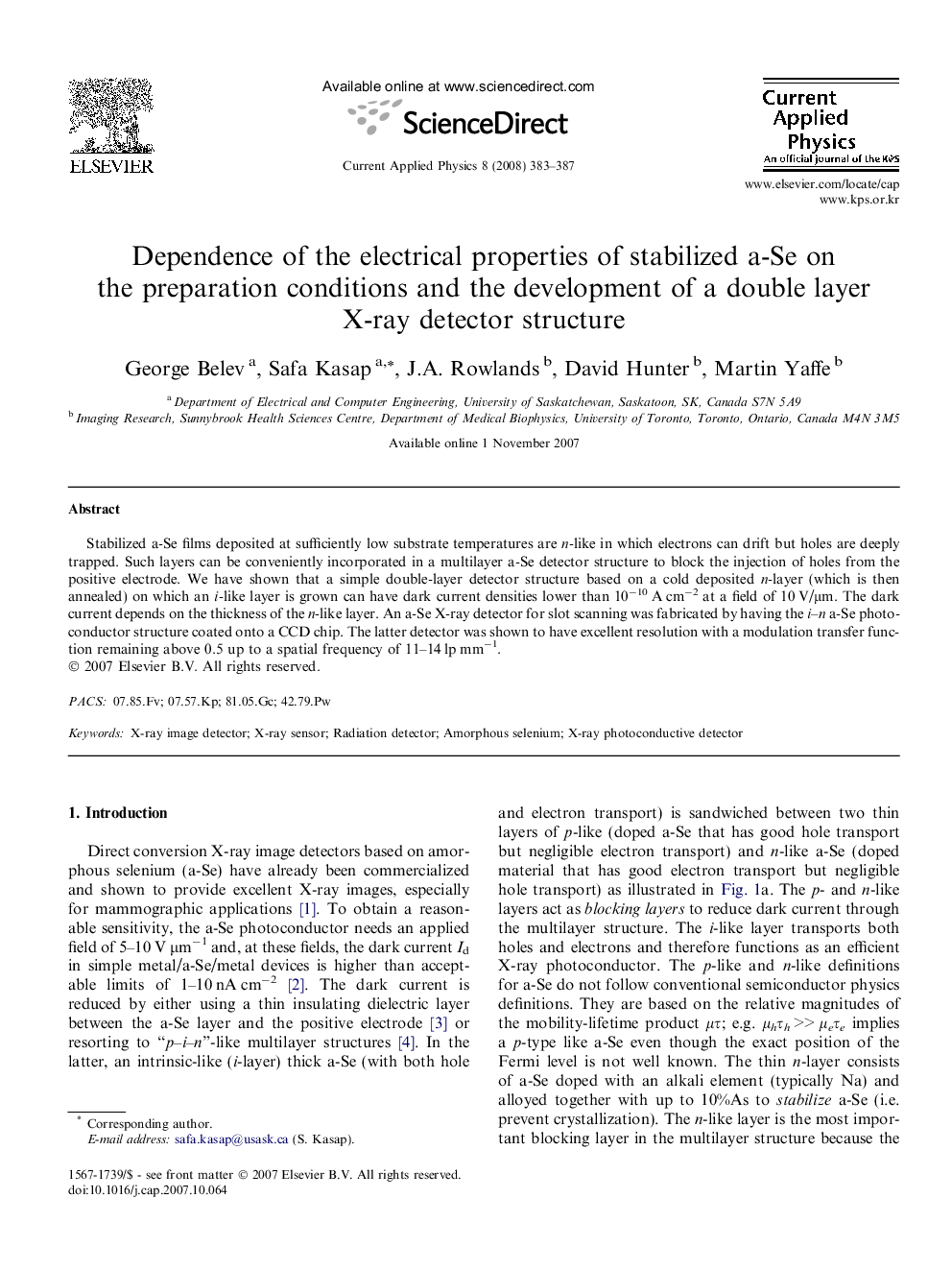 Dependence of the electrical properties of stabilized a-Se on the preparation conditions and the development of a double layer X-ray detector structure