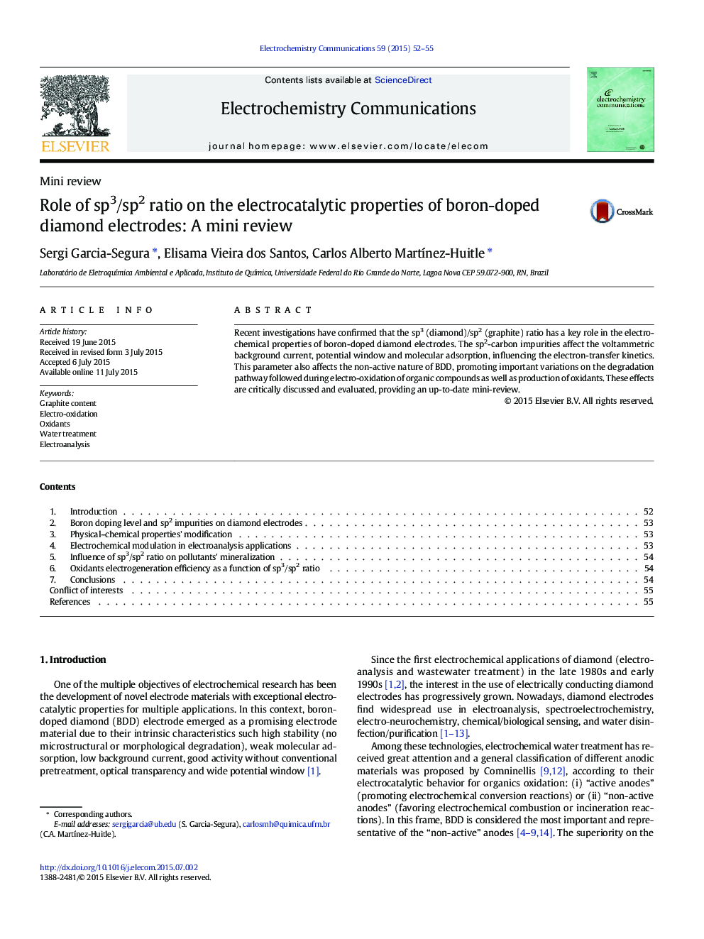 Role of sp3/sp2 ratio on the electrocatalytic properties of boron-doped diamond electrodes: A mini review