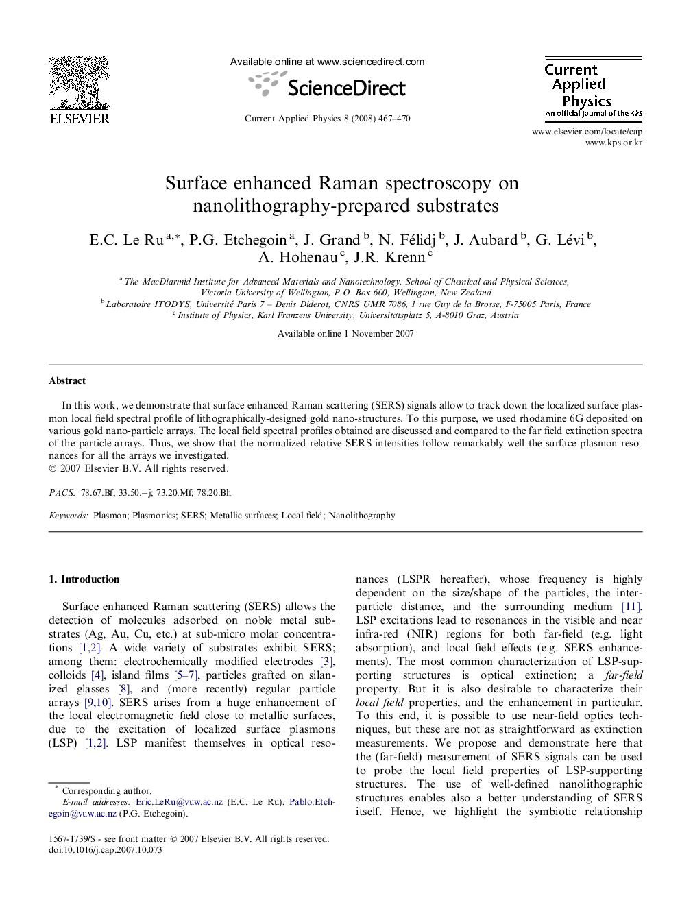 Surface enhanced Raman spectroscopy on nanolithography-prepared substrates