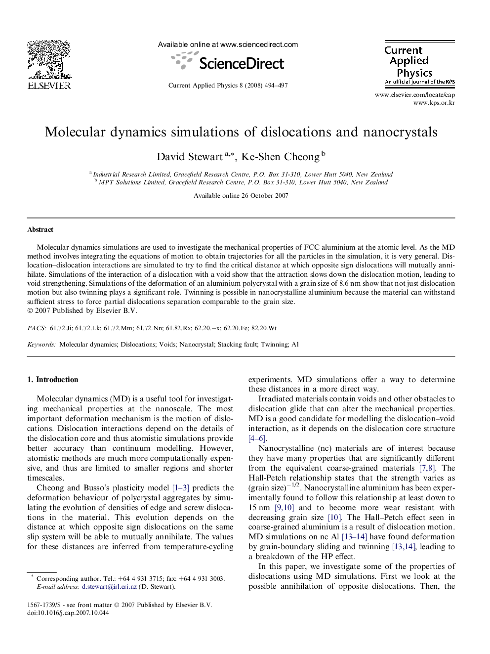 Molecular dynamics simulations of dislocations and nanocrystals