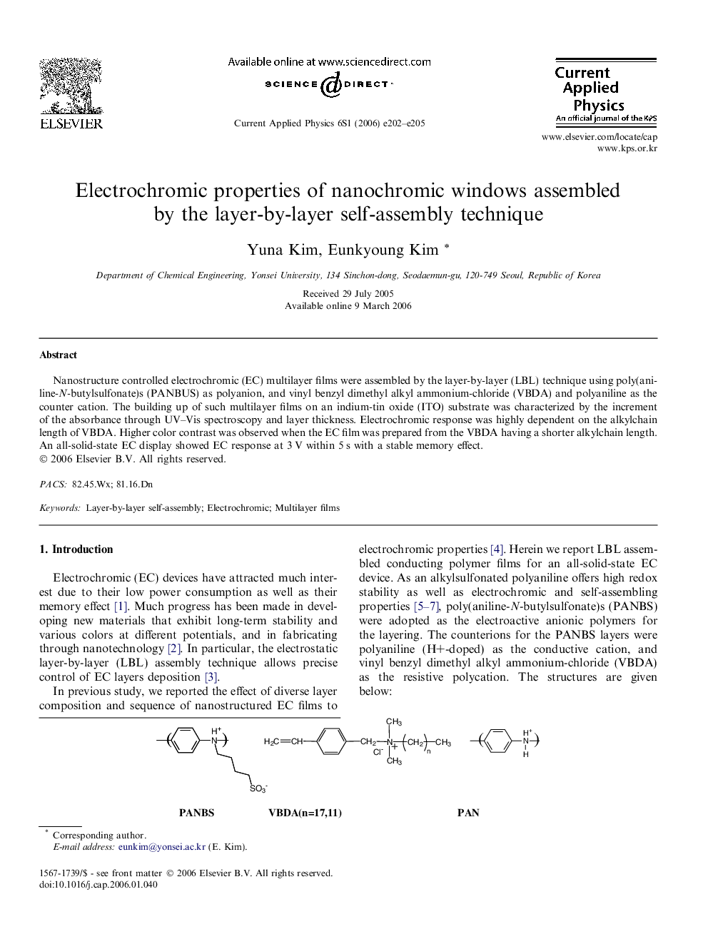 Electrochromic properties of nanochromic windows assembled by the layer-by-layer self-assembly technique