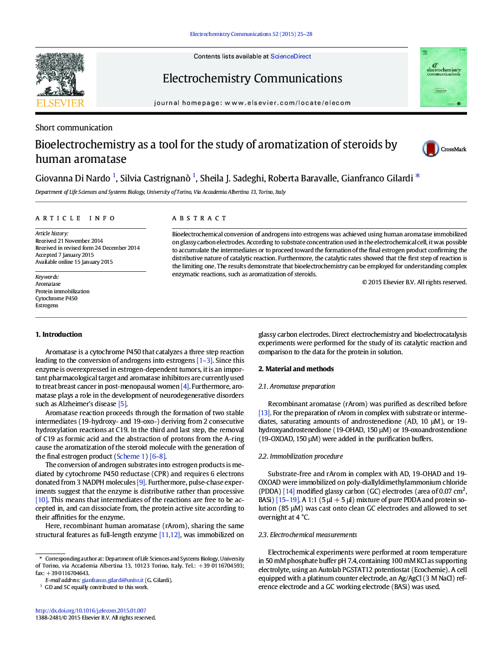 Bioelectrochemistry as a tool for the study of aromatization of steroids by human aromatase