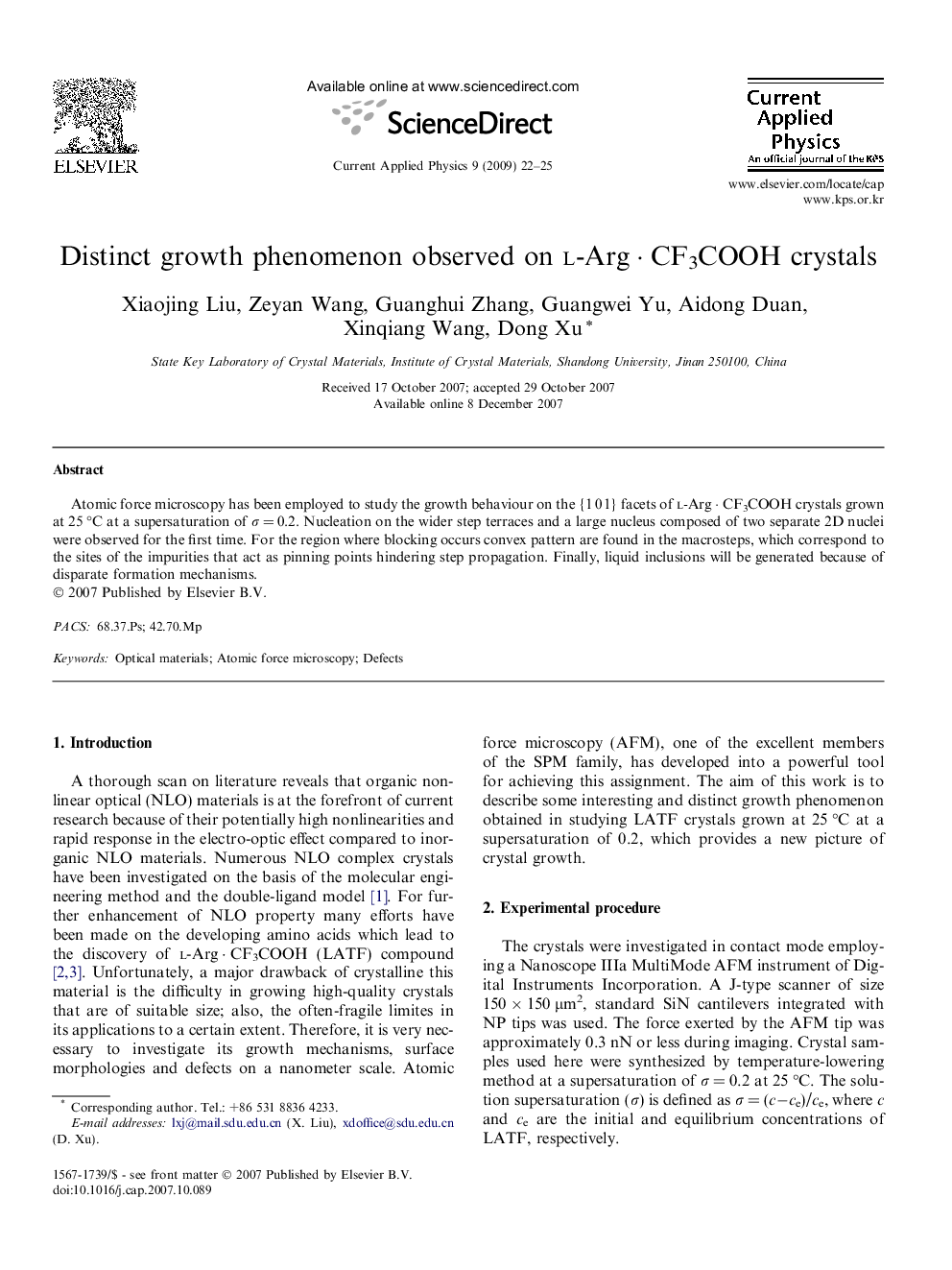 Distinct growth phenomenon observed on l-Arg · CF3COOH crystals