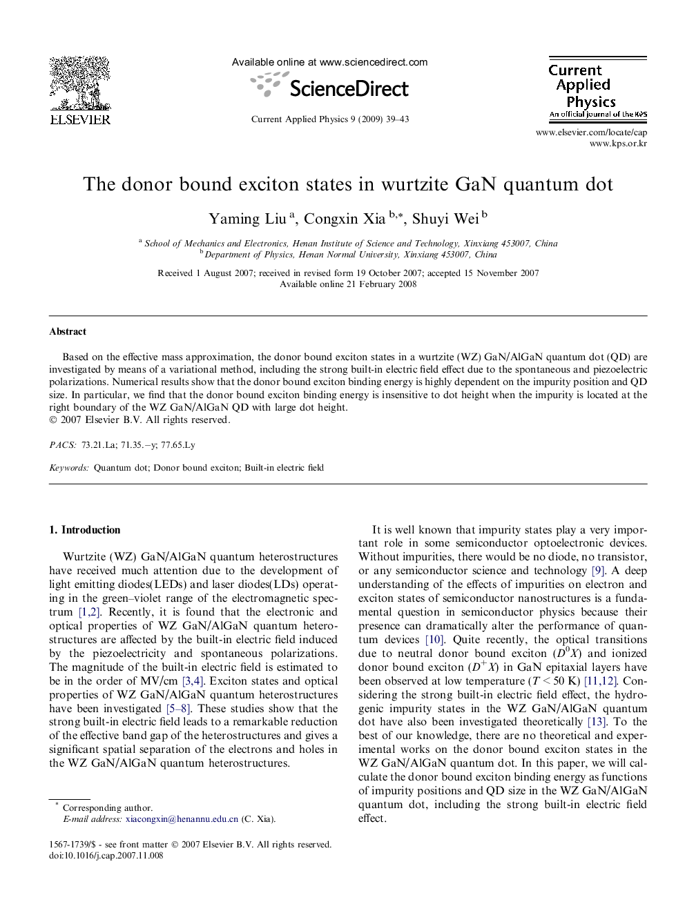 The donor bound exciton states in wurtzite GaN quantum dot