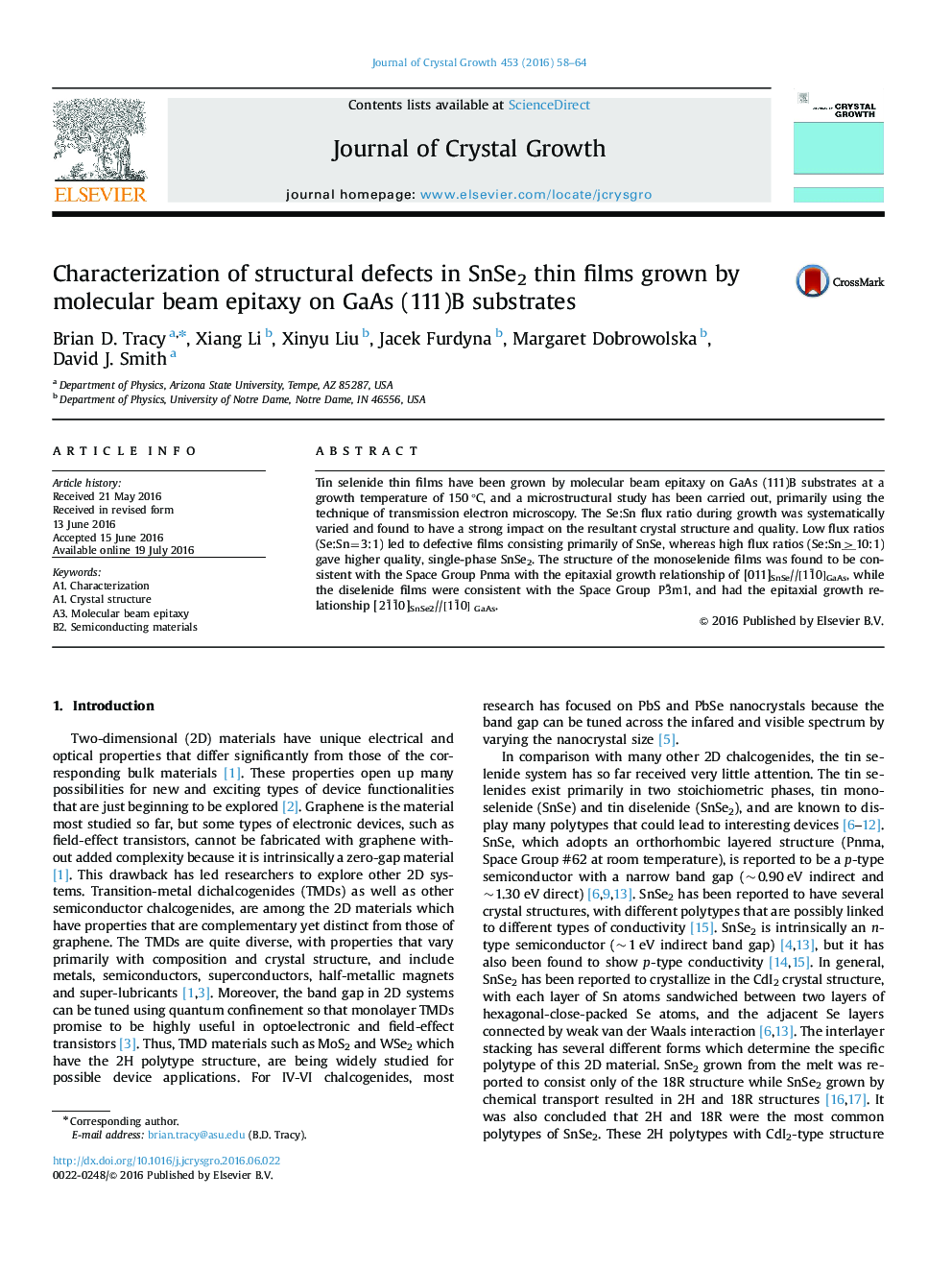 Characterization of structural defects in SnSe2 thin films grown by molecular beam epitaxy on GaAs (111)B substrates