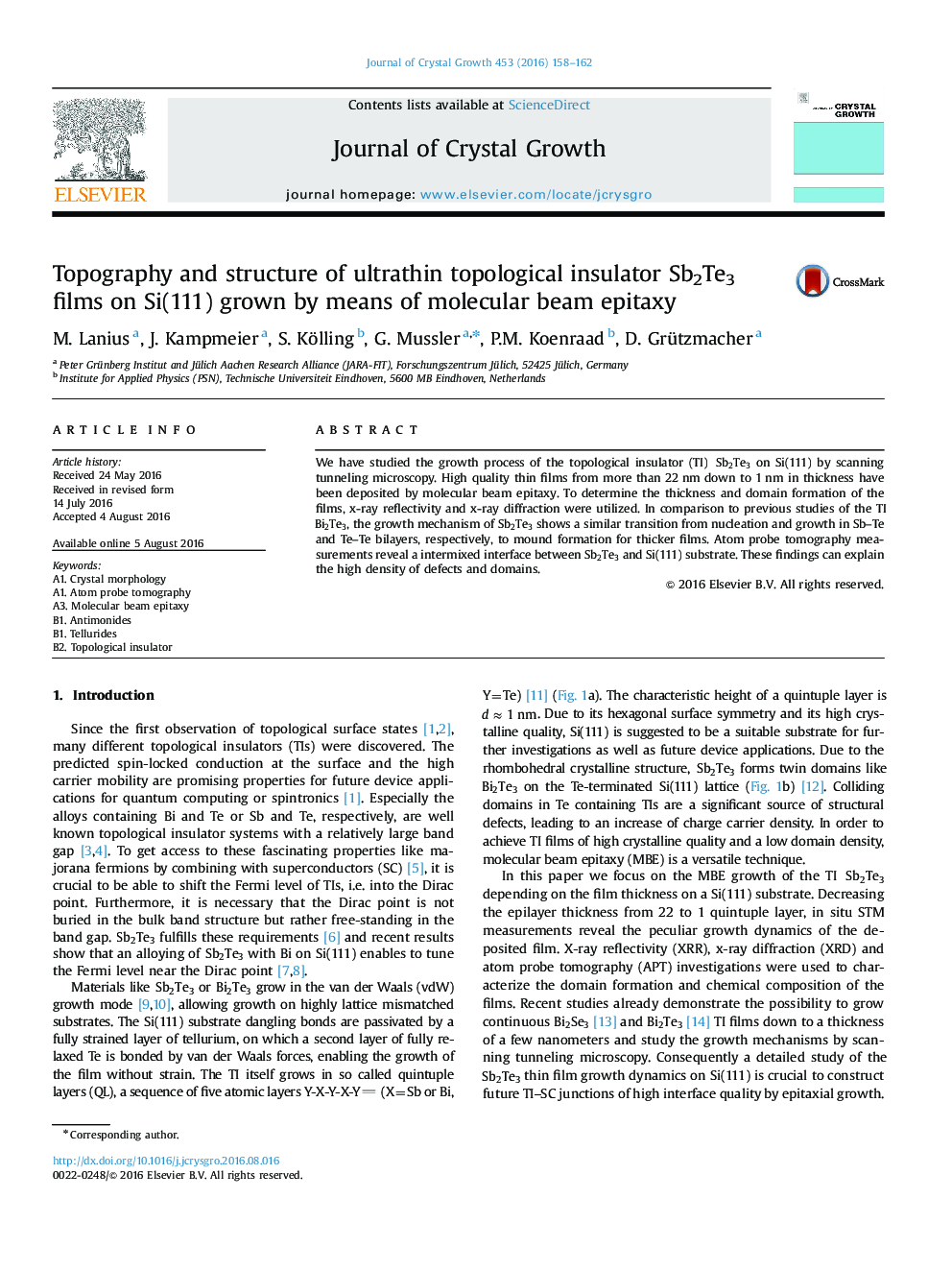 Topography and structure of ultrathin topological insulator Sb2Te3 films on Si(111) grown by means of molecular beam epitaxy