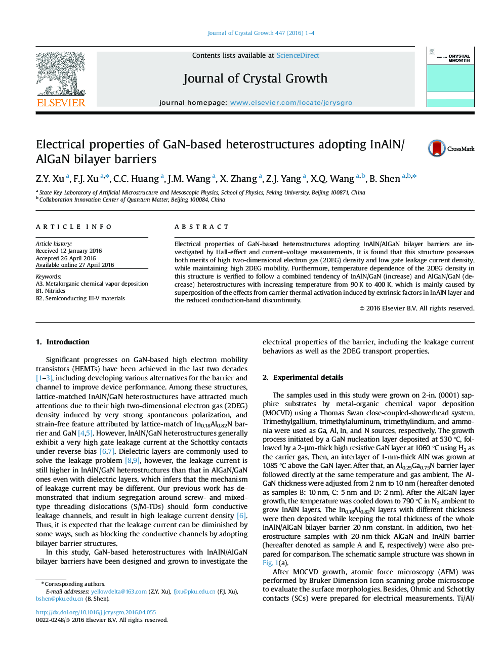 Electrical properties of GaN-based heterostructures adopting InAlN/AlGaN bilayer barriers