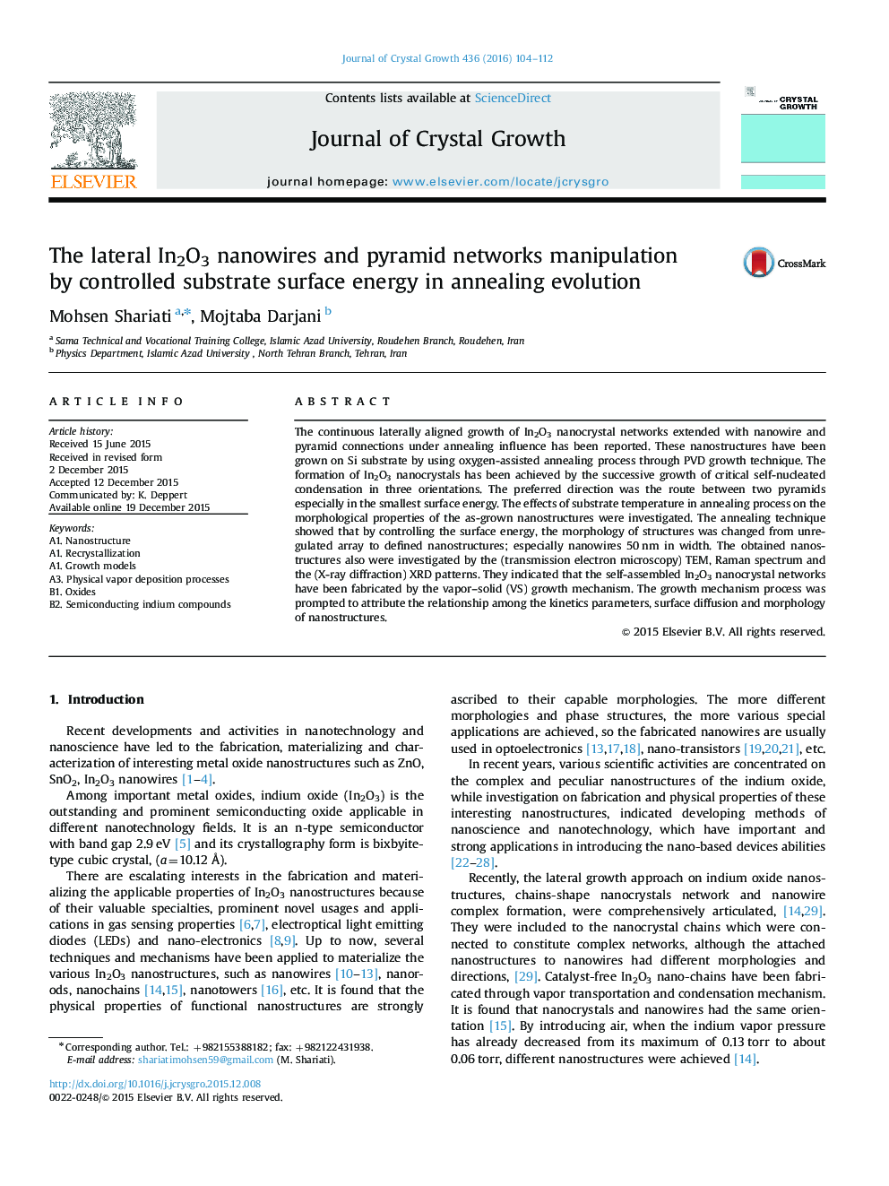 The lateral In2O3 nanowires and pyramid networks manipulation by controlled substrate surface energy in annealing evolution