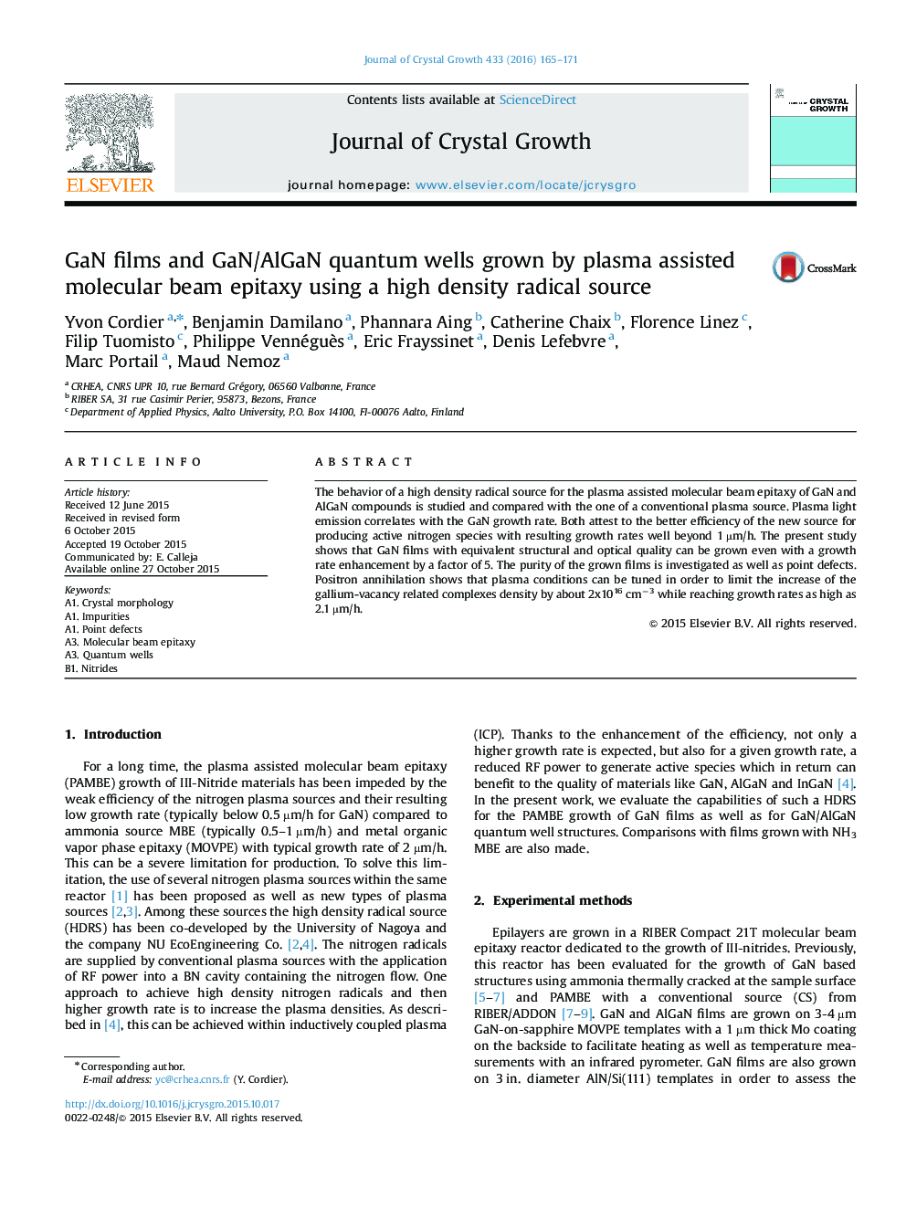 GaN films and GaN/AlGaN quantum wells grown by plasma assisted molecular beam epitaxy using a high density radical source