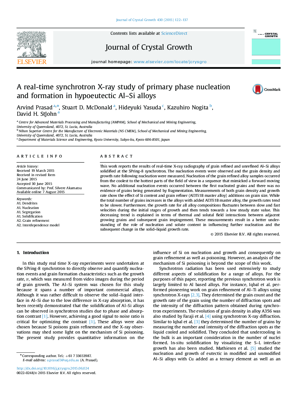 A real-time synchrotron X-ray study of primary phase nucleation and formation in hypoeutectic Al-Si alloys