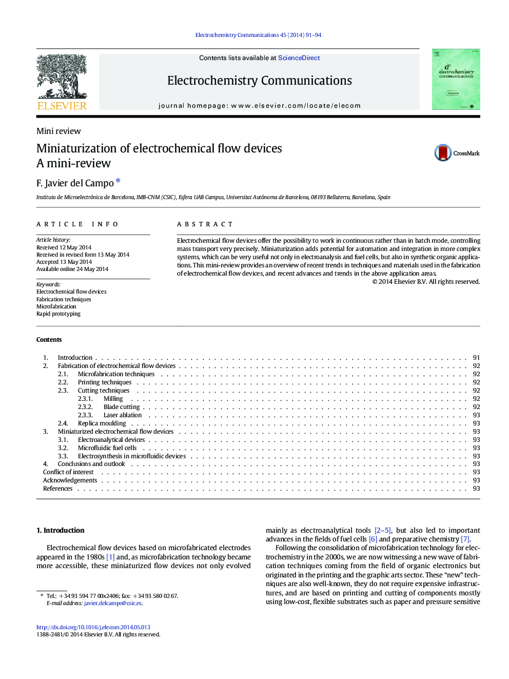 Miniaturization of electrochemical flow devices: A mini-review