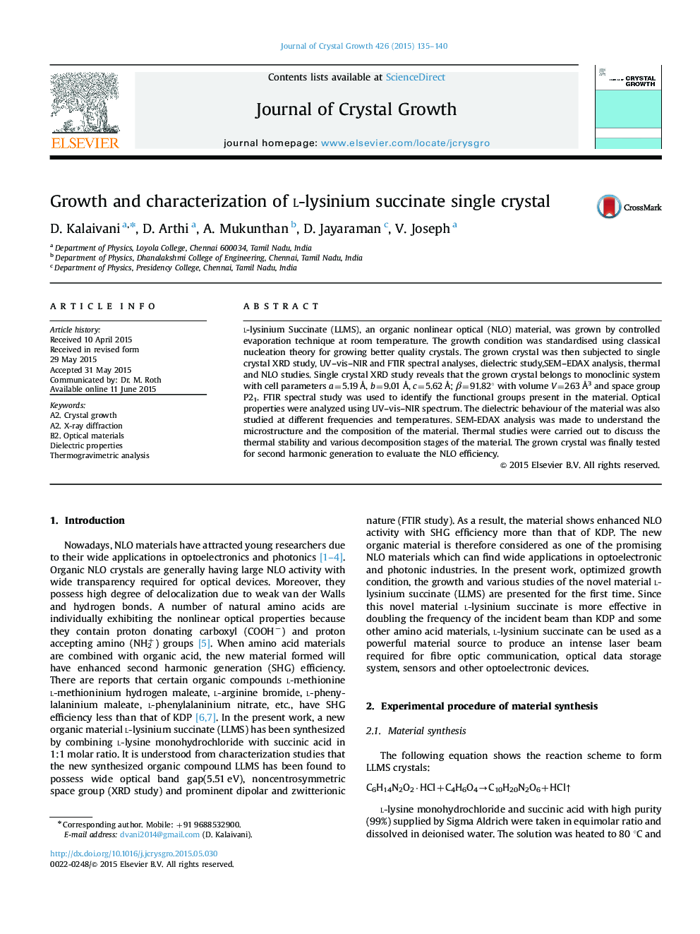 Growth and characterization of l-lysinium succinate single crystal