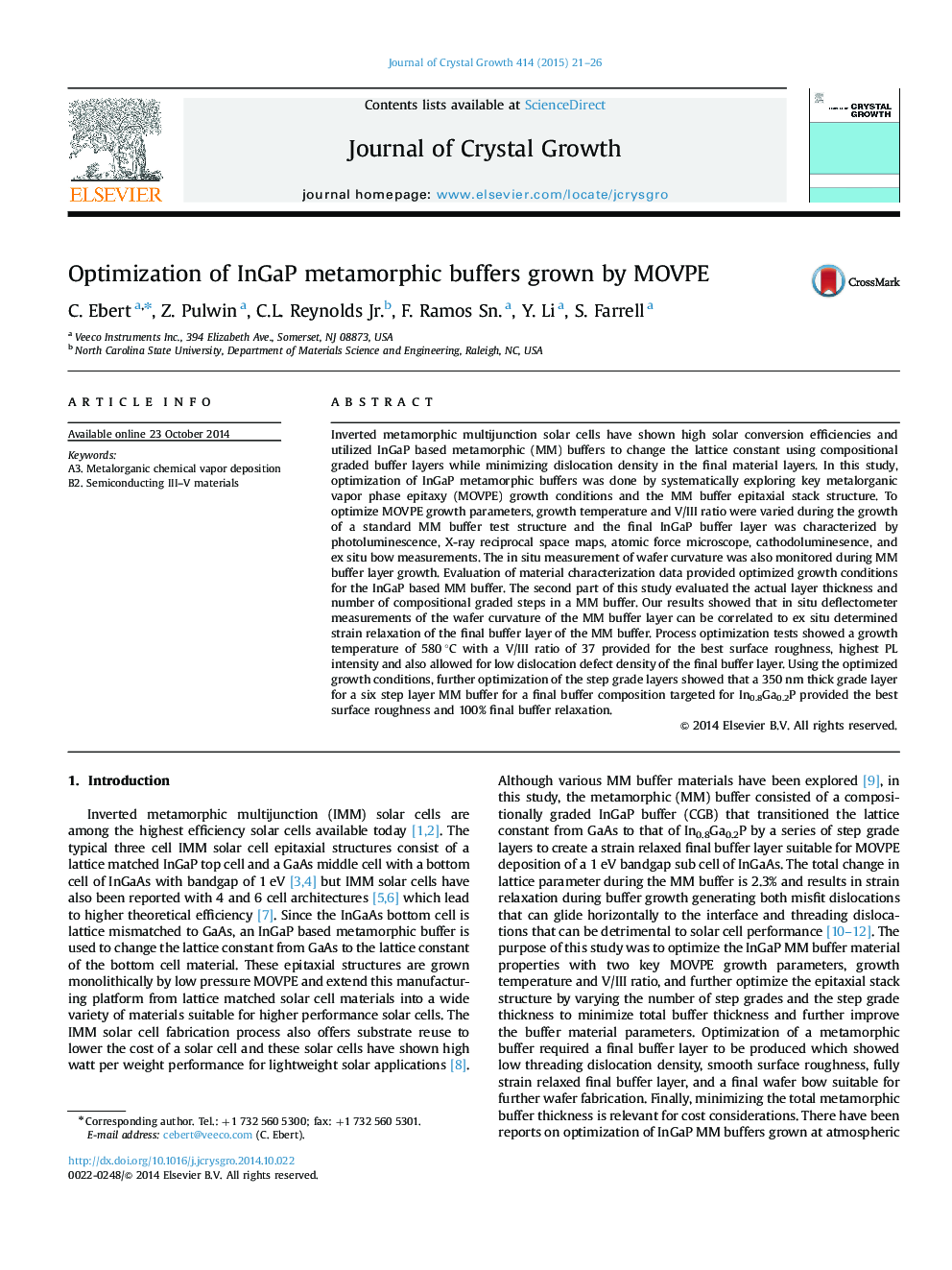 Optimization of InGaP metamorphic buffers grown by MOVPE