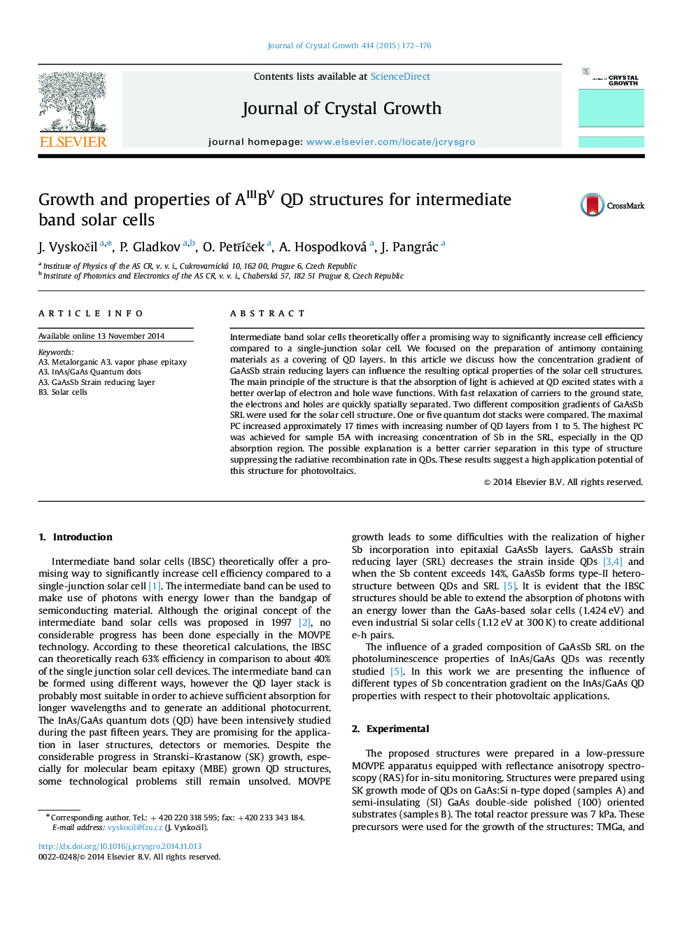 Growth and properties of AIIIBV QD structures for intermediate band solar cells