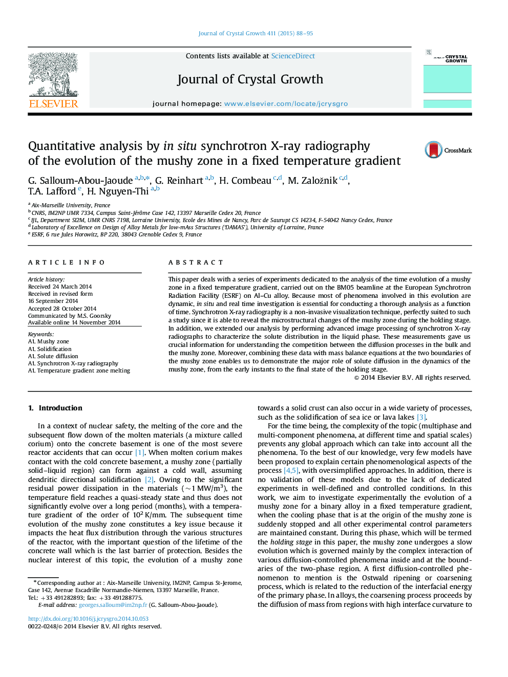 Quantitative analysis by in situ synchrotron X-ray radiography of the evolution of the mushy zone in a fixed temperature gradient