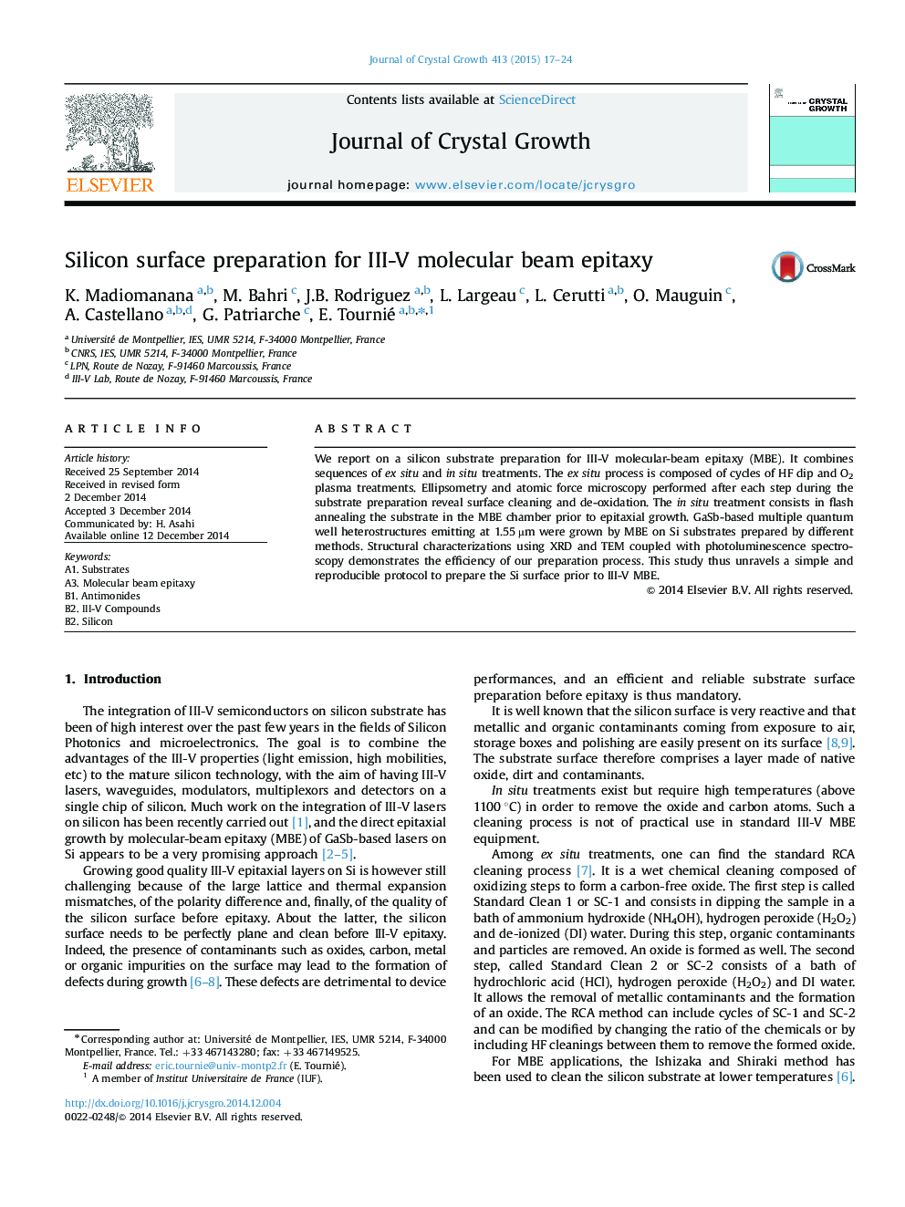 Silicon surface preparation for III-V molecular beam epitaxy
