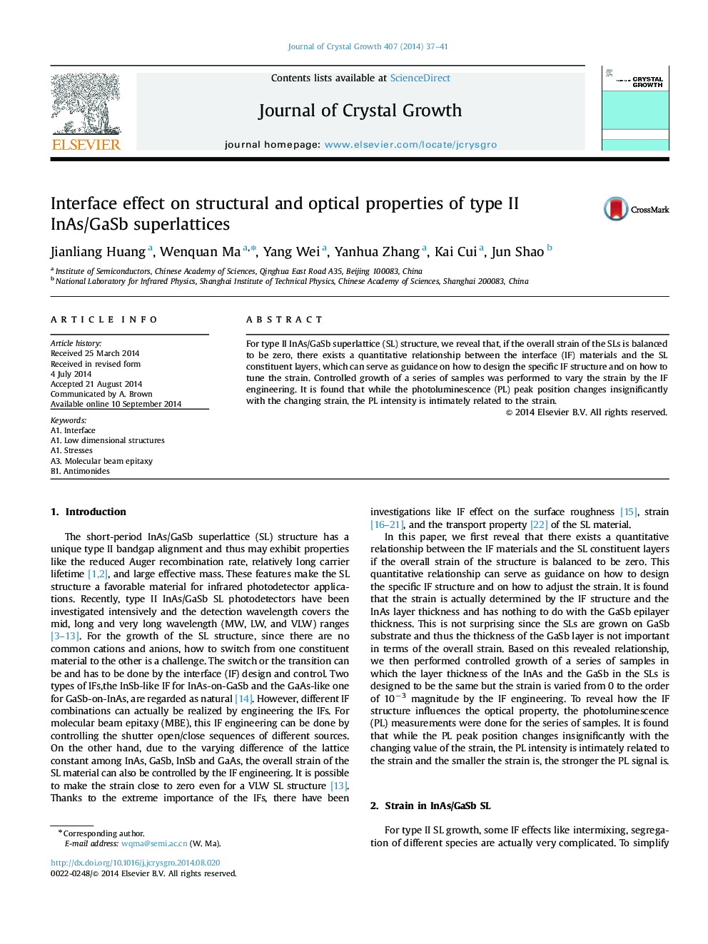 Interface effect on structural and optical properties of type II InAs/GaSb superlattices