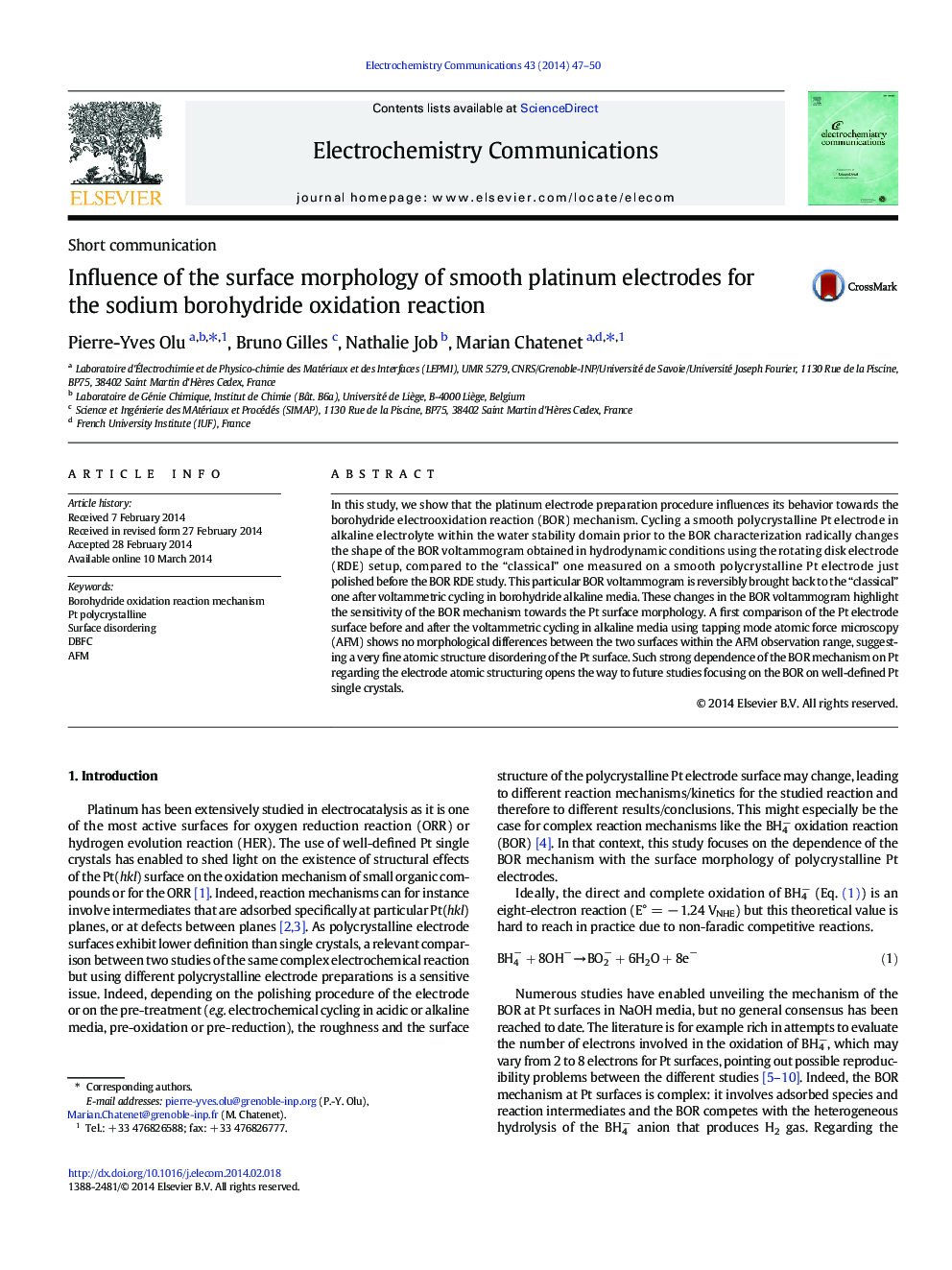Influence of the surface morphology of smooth platinum electrodes for the sodium borohydride oxidation reaction