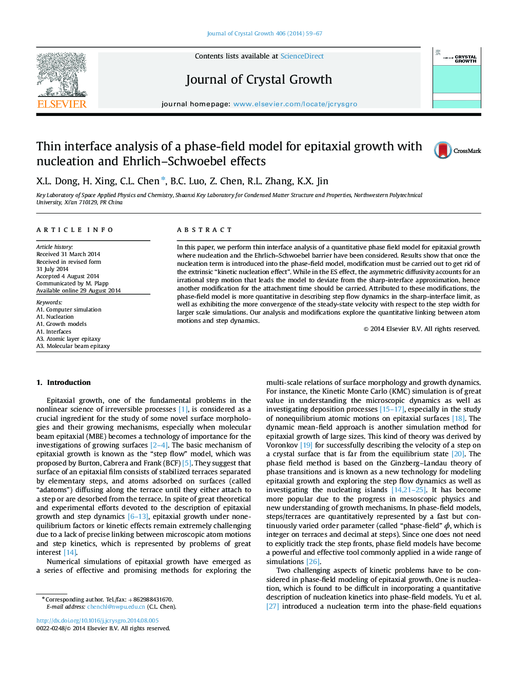 Thin interface analysis of a phase-field model for epitaxial growth with nucleation and Ehrlich–Schwoebel effects