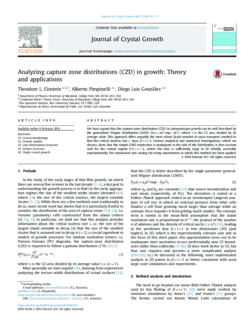 Analyzing capture zone distributions (CZD) in growth: Theory and applications