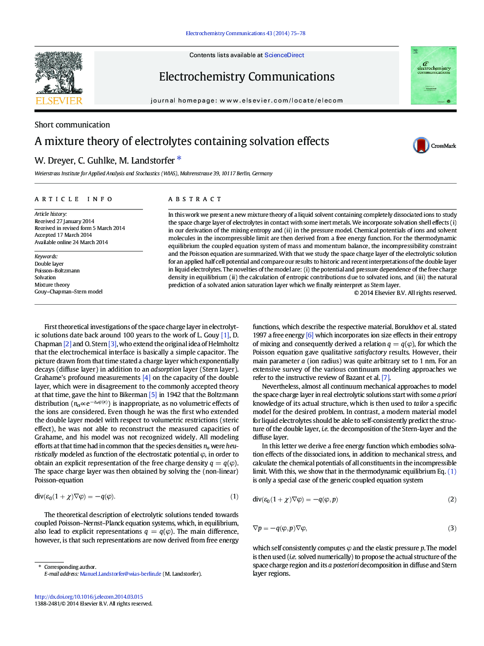 A mixture theory of electrolytes containing solvation effects