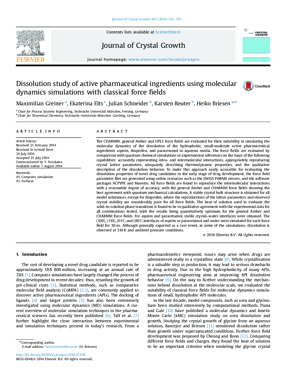 Dissolution study of active pharmaceutical ingredients using molecular dynamics simulations with classical force fields