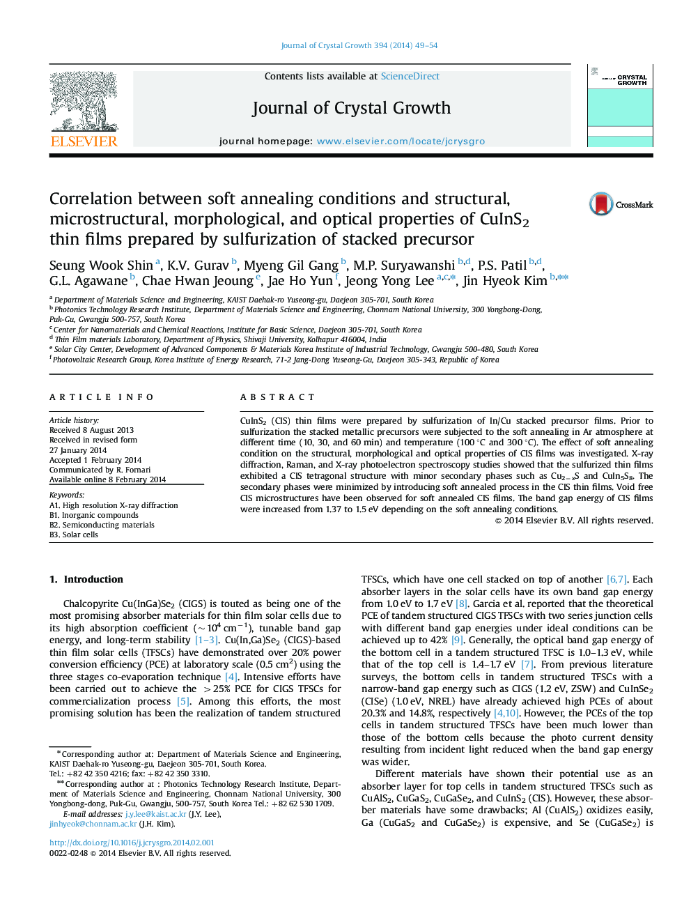 Correlation between soft annealing conditions and structural, microstructural, morphological, and optical properties of CuInS2 thin films prepared by sulfurization of stacked precursor