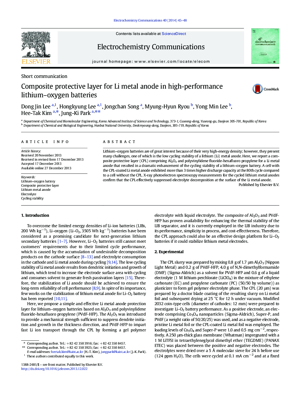 Composite protective layer for Li metal anode in high-performance lithium–oxygen batteries