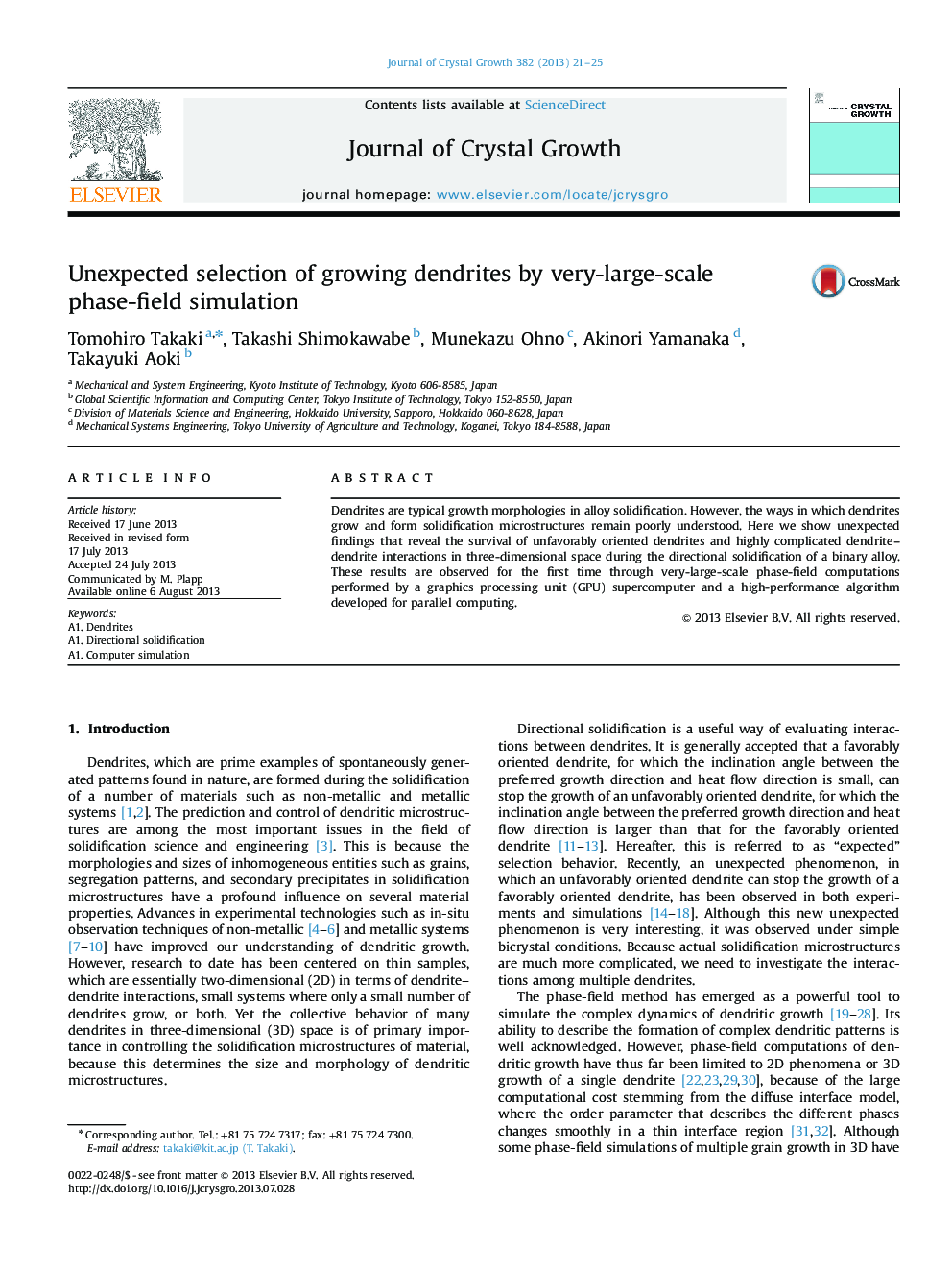 Unexpected selection of growing dendrites by very-large-scale phase-field simulation