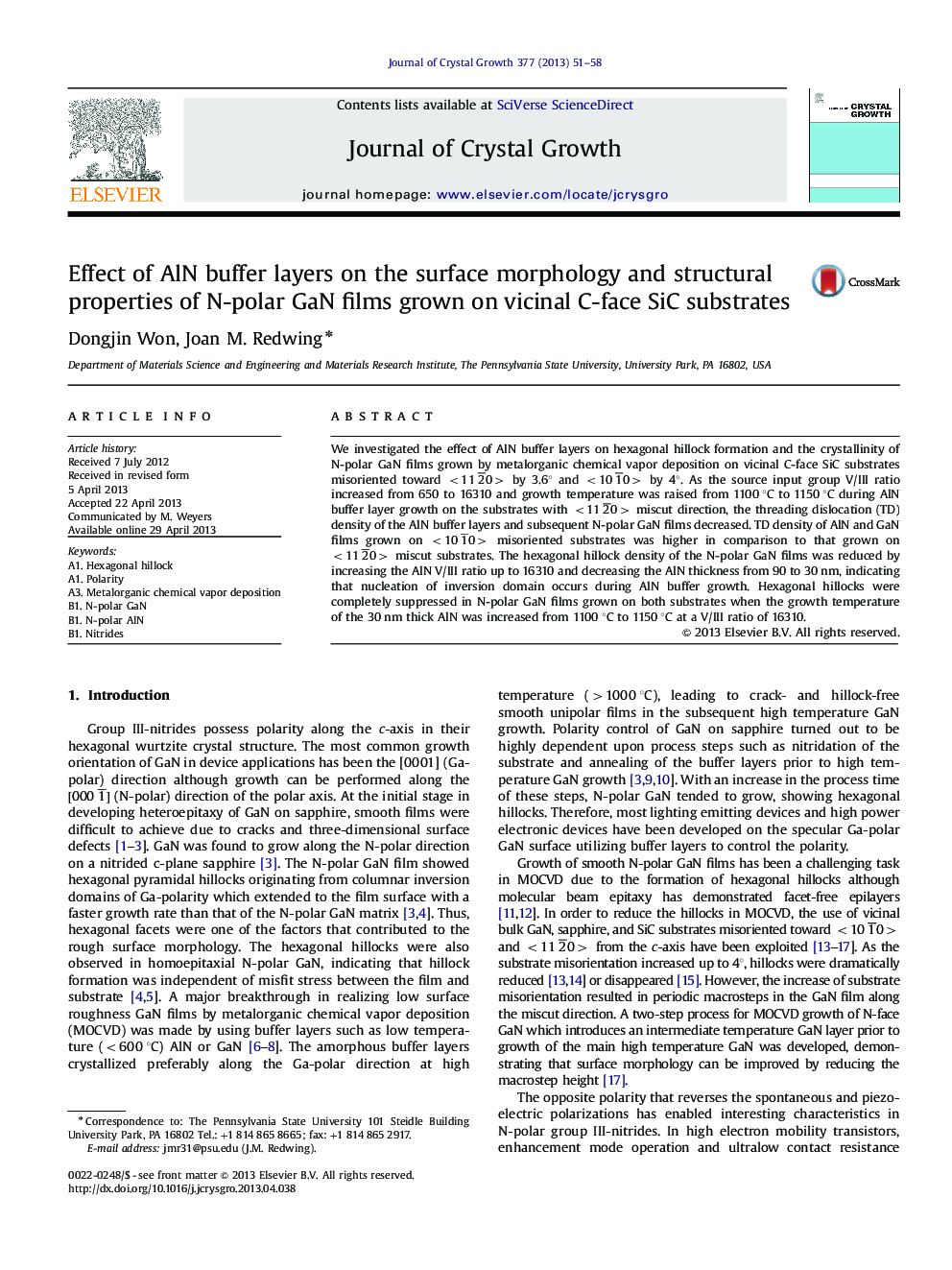 Effect of AlN buffer layers on the surface morphology and structural properties of N-polar GaN films grown on vicinal C-face SiC substrates