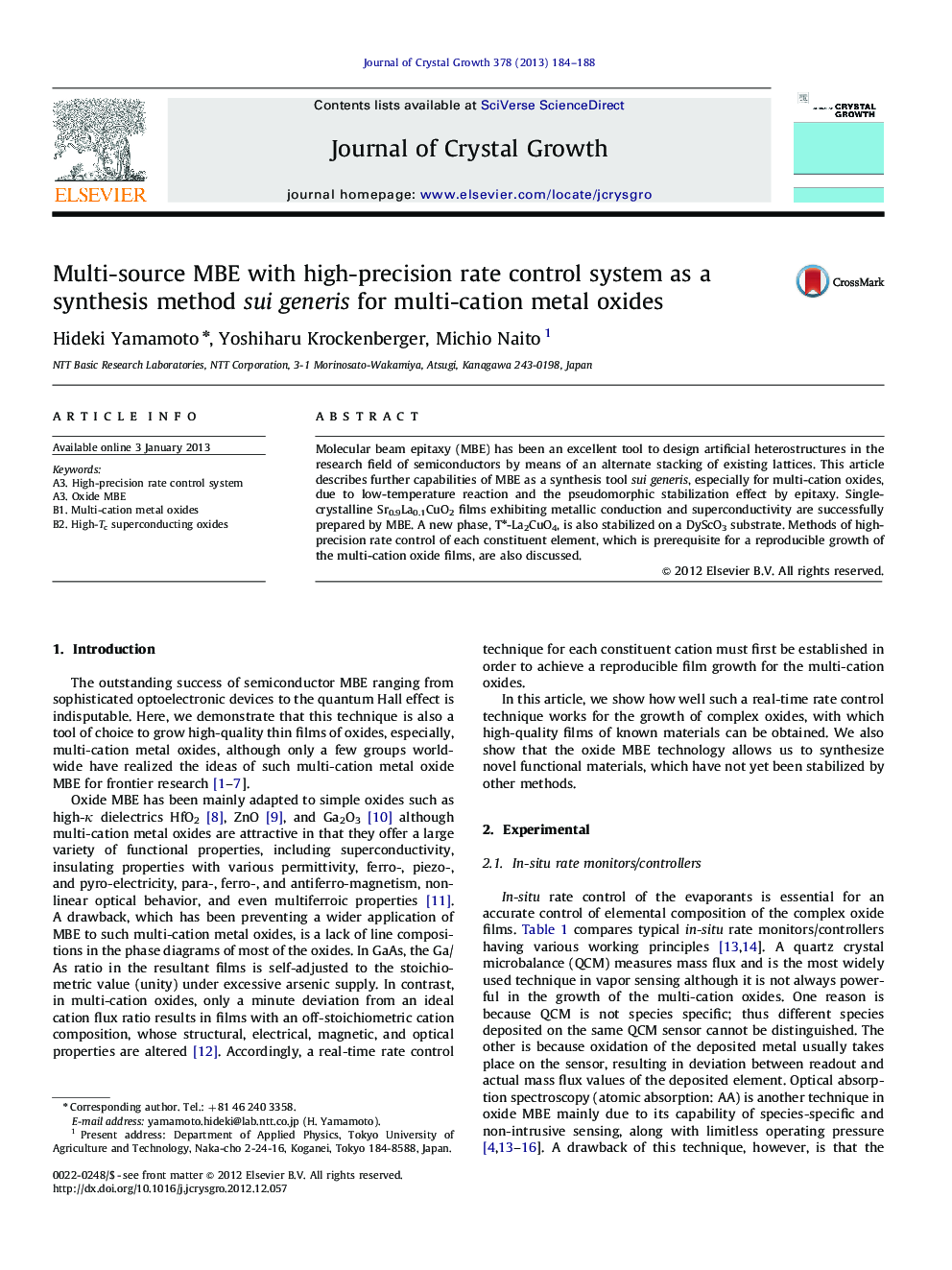Multi-source MBE with high-precision rate control system as a synthesis method sui generis for multi-cation metal oxides