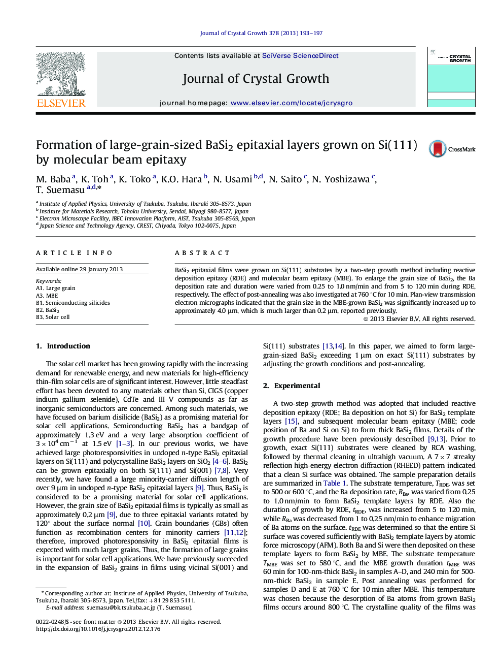 Formation of large-grain-sized BaSi2 epitaxial layers grown on Si(111) by molecular beam epitaxy