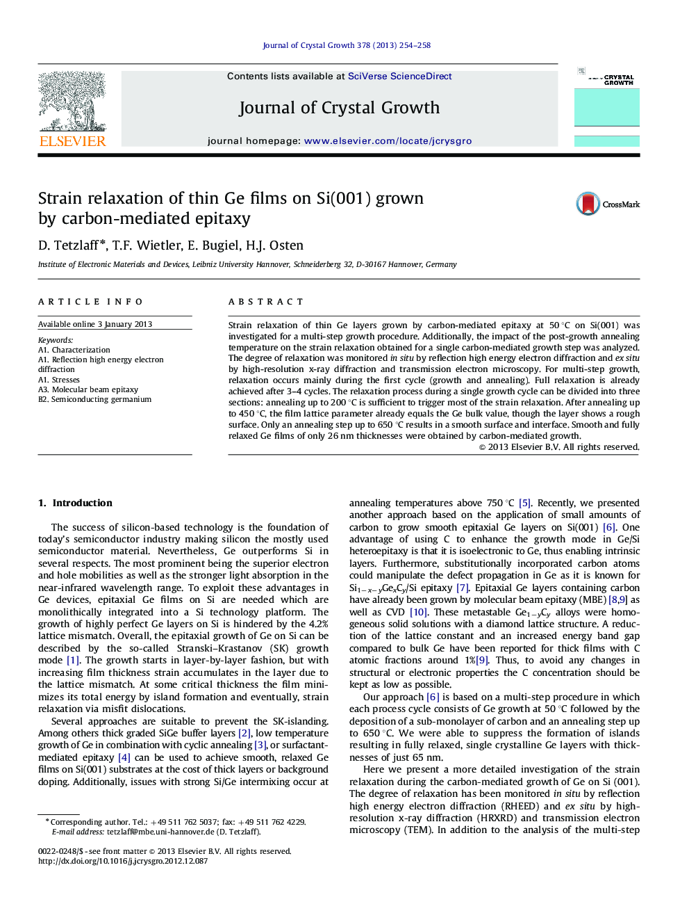 Strain relaxation of thin Ge films on Si(001) grown by carbon-mediated epitaxy