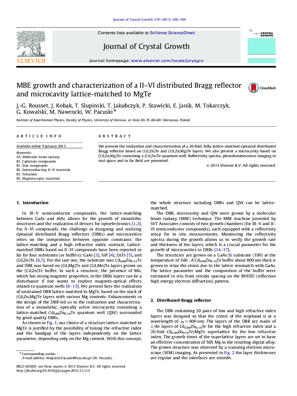 MBE growth and characterization of a II-VI distributed Bragg reflector and microcavity lattice-matched to MgTe