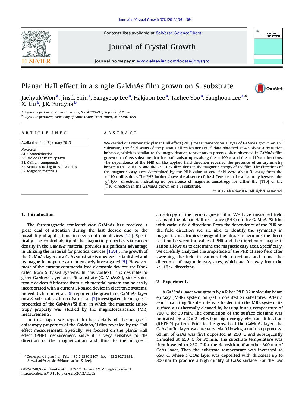 Planar Hall effect in a single GaMnAs film grown on Si substrate