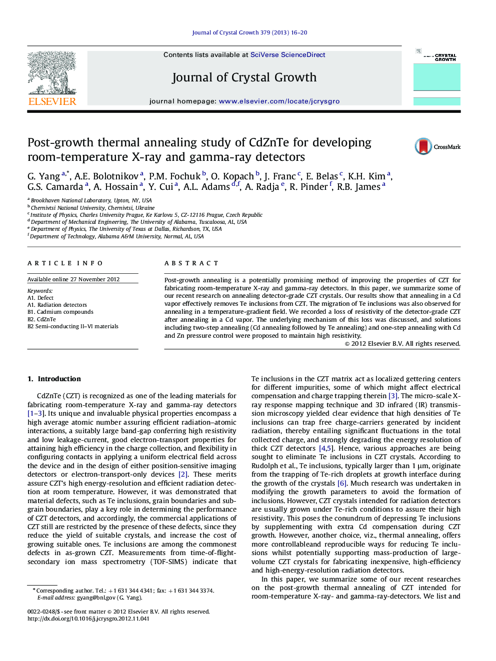 Post-growth thermal annealing study of CdZnTe for developing room-temperature X-ray and gamma-ray detectors