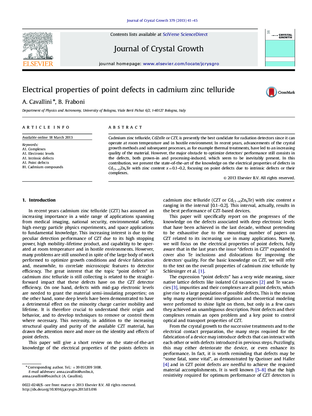 Electrical properties of point defects in cadmium zinc telluride