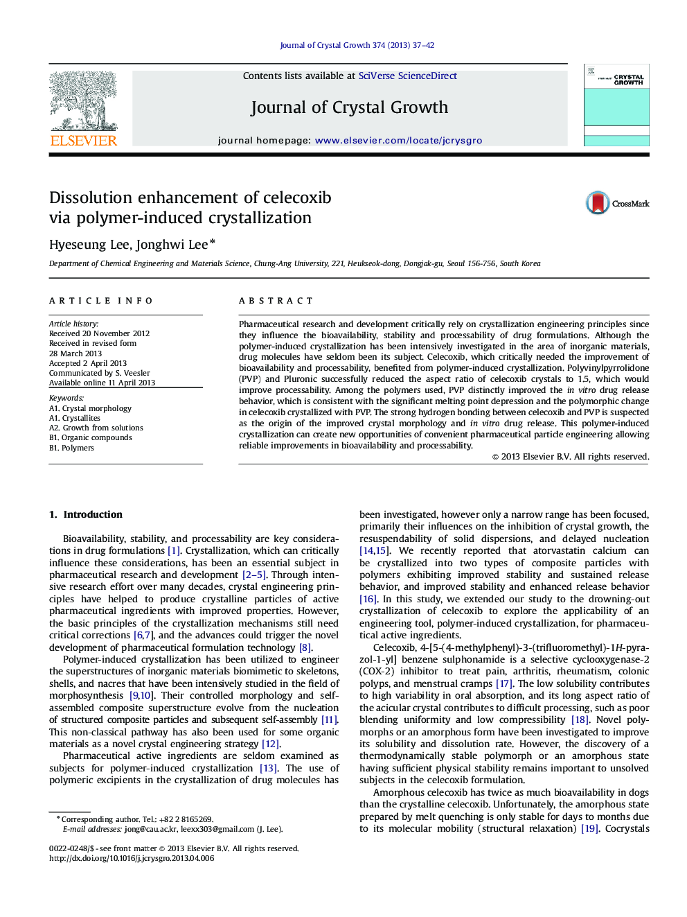 Dissolution enhancement of celecoxib via polymer-induced crystallization