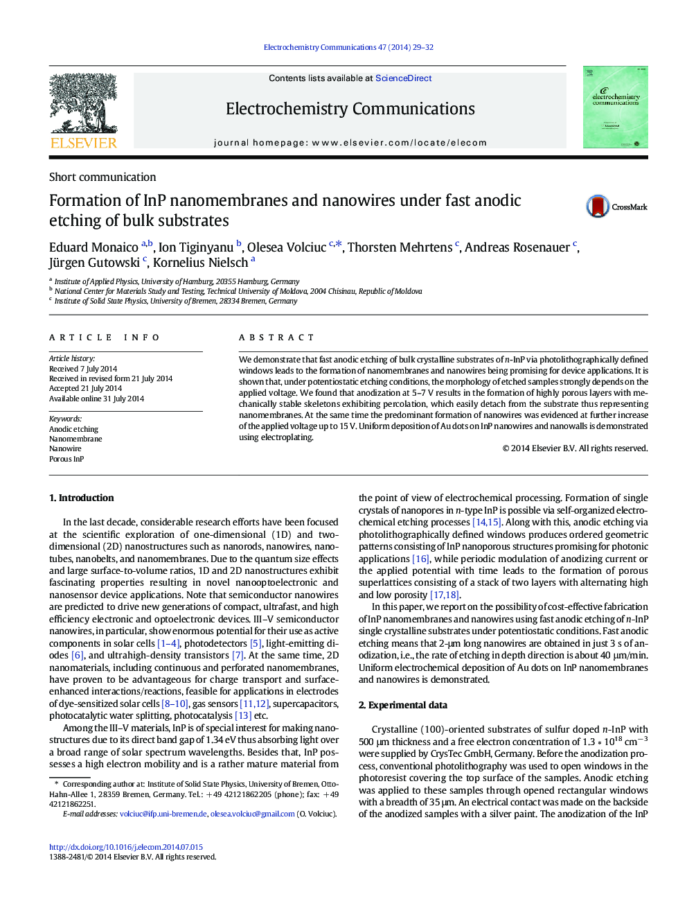 Formation of InP nanomembranes and nanowires under fast anodic etching of bulk substrates