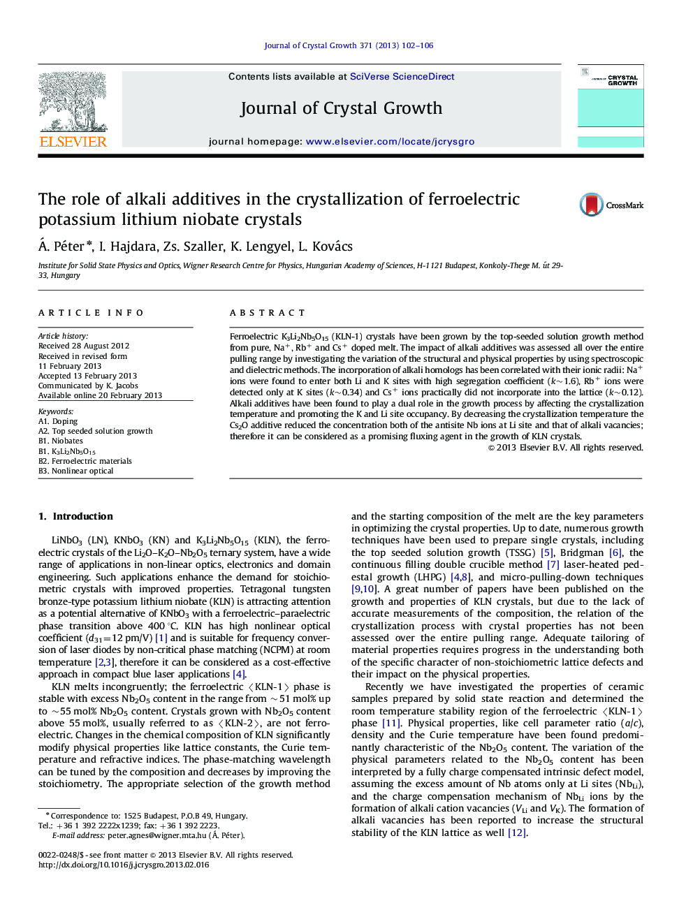 The role of alkali additives in the crystallization of ferroelectric potassium lithium niobate crystals