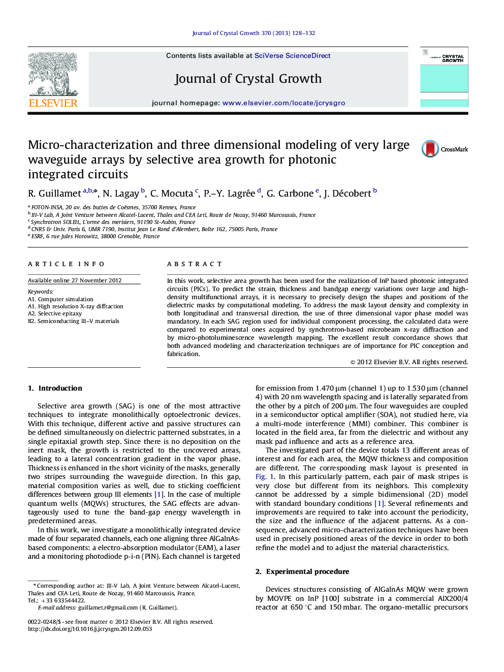 Micro-characterization and three dimensional modeling of very large waveguide arrays by selective area growth for photonic integrated circuits